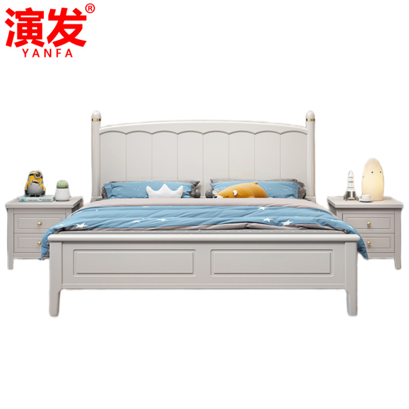 演发 木制床+柜+垫 1.2m 套高清大图