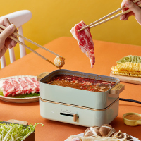 北美电器(ACA)多功能料理锅AH-MP55A 家用多功能锅料理锅 电烧烤锅电火锅蒸锅家用电烤锅 浅绿色