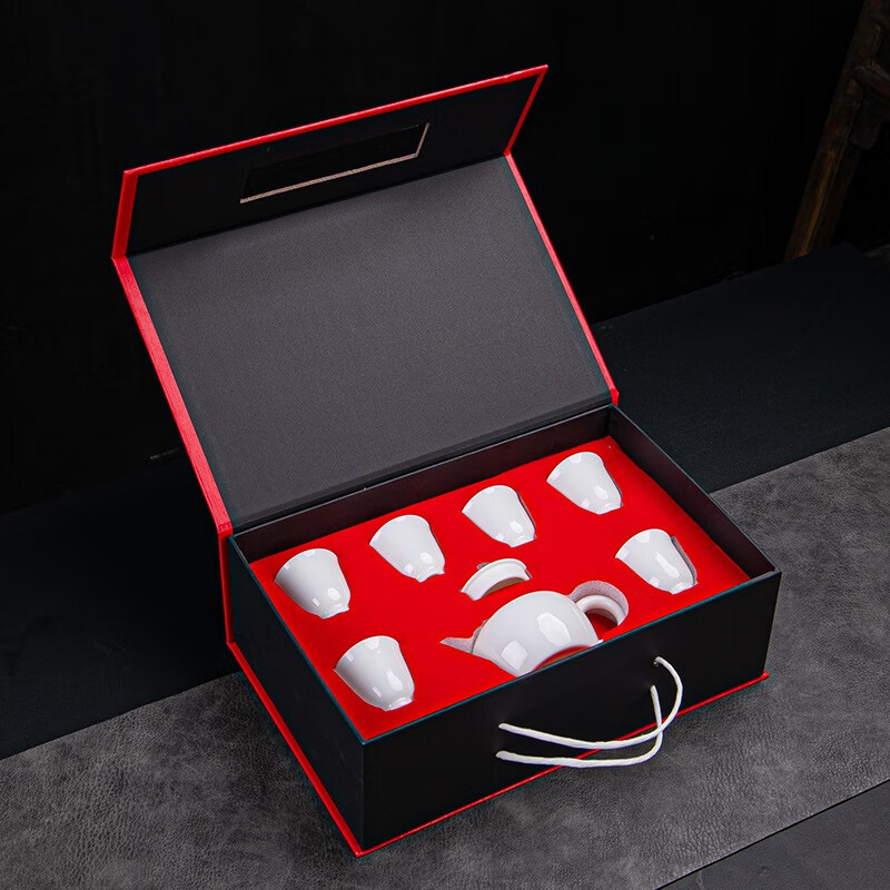 拓牌 7头亮光羊脂玉套装 壶内自带过滤孔壶嘴出水流畅 TP017 jh