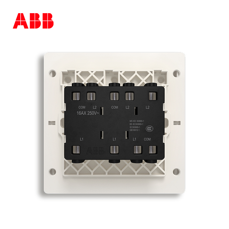 ABB开关插座 轩致无框 雅典白色 三位三开三联双控开关面板AF121