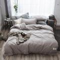 美帮汇简约棉麻风四件套亚麻色纽扣素色全棉全棉被套床单床笠床上用品 典雅灰 2.0m床床单款【被套220*240cm/床单245*270