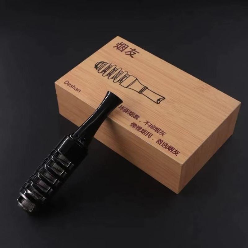 不掉烟灰神器吸烟车载免弹烟套高档过滤懒人烟嘴充电点烟器打火机 粗