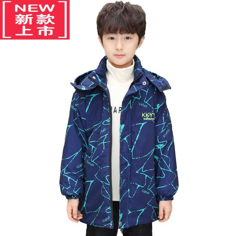 可莉允男童冲锋衣冬装中大童棉衣外套加厚棉服2022新款中长款夹棉上衣潮图片