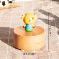 旋转小动物木质发条机芯音乐盒创意迷你八音盒摆件女生生日礼品 三维工匠 托比熊
