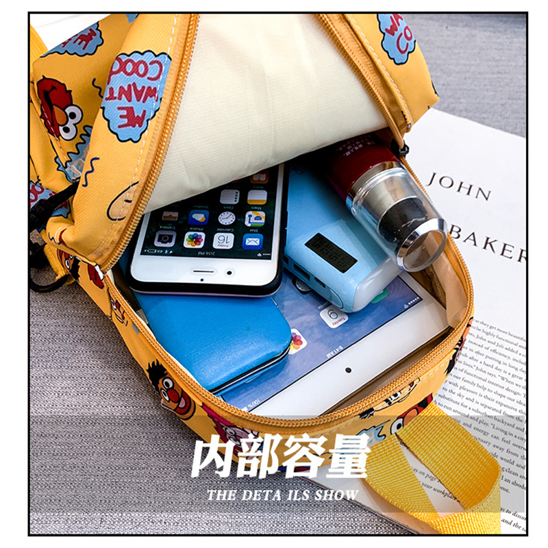 乐可爱芝麻街卡通儿童双肩包-黄色