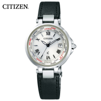 西铁城(CITIZEN)光动能万年历多局电波日期显示皮带时尚休闲女表EC1010-06A