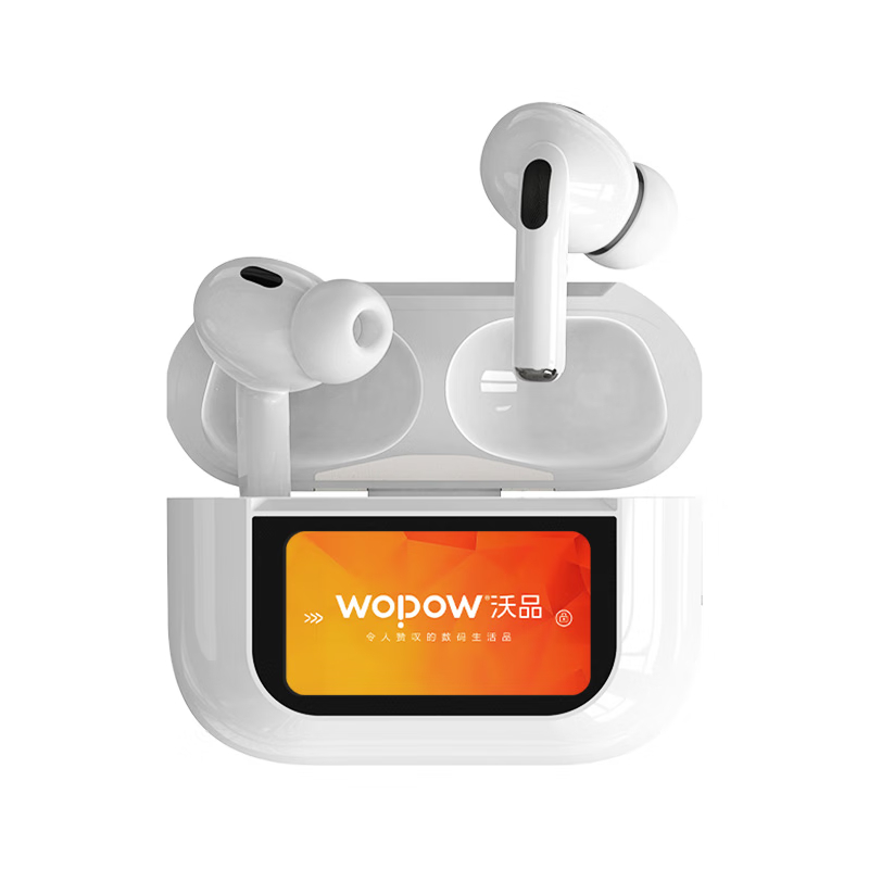 沃品(WOPOW)智慧屏TWS蓝牙耳机 无线带屏幕主动降噪 AirPro5P 白色