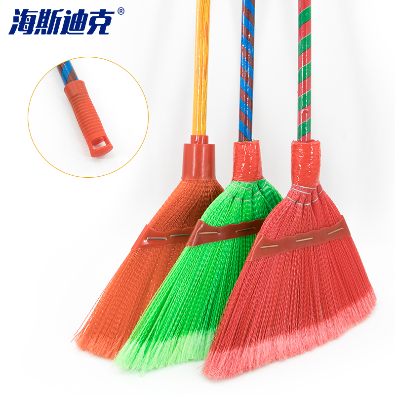 海斯迪克 HK-853 扫地笤帚 手工波纹丝硬毛手工开绒PE材料扫把 木柄扫帚笤帚扫把 A款颜色随机