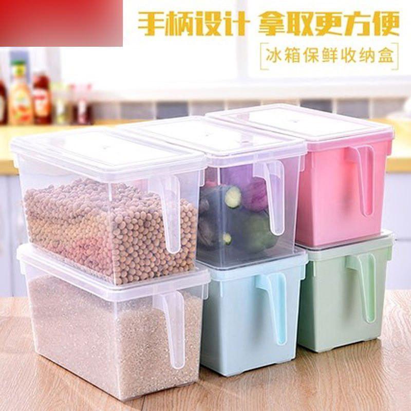 带手柄冰箱收纳盒厨房食品保鲜盒密封罐子储物罐储存罐塑料多色多款生活日用家庭清洁家居器皿保鲜盒储物盒收纳盒