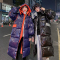 YUANSU情侣冬装宽松连帽棉衣男女韩版潮流中长款过膝棉服外套亮面棉袄子棉衣