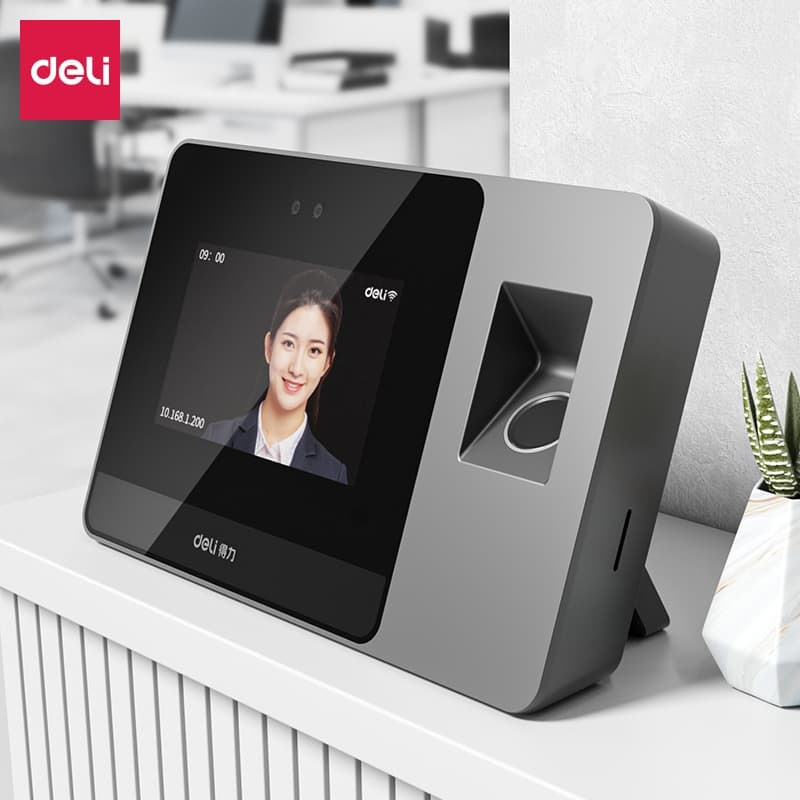得力(deli)人脸指纹双识别 支持多地考勤 自动生成报表考勤机 2000张面容+2000枚指纹 AH401-C