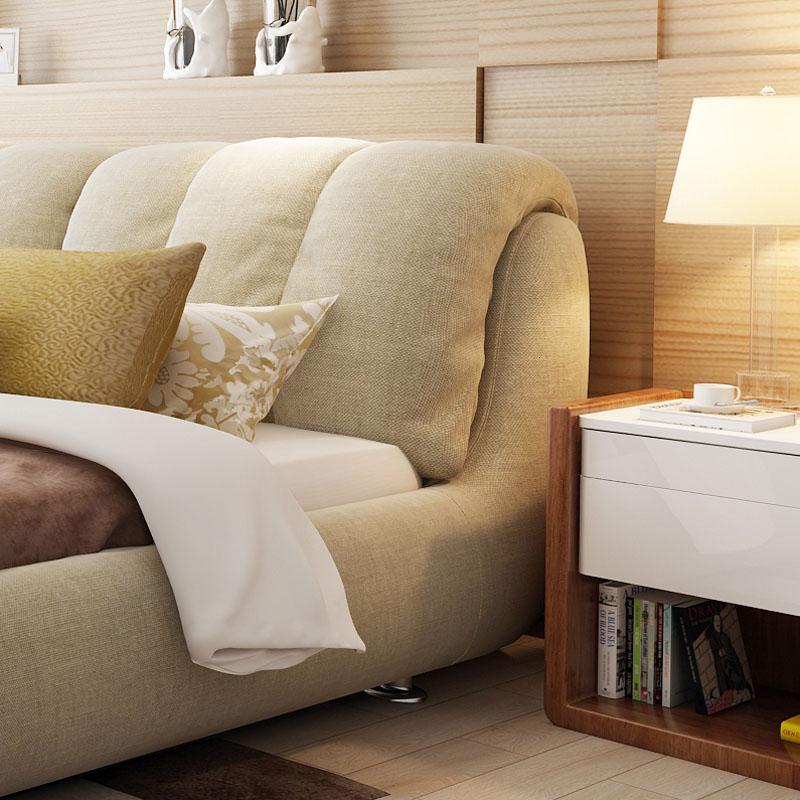 北欧气动储物布床卧室小户型可拆洗双人床榻榻米布艺床主卧 单床米黄色1500mm*1900mm组装式箱体床