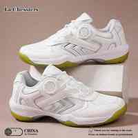 La Chessiers户外羽毛球鞋男鞋新款情侣鞋女士鞋子透气防滑低帮运动鞋 白灰 40码