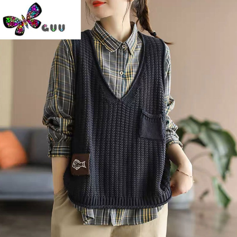 语娄女士马甲针织背心女秋装2023年新小香风毛衣外搭洋气短款马夹