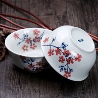 靓佳 釉下彩面碗 浪漫樱花6英寸2个装汤碗 大碗 日式碗 陶瓷碗 大汤碗 大面碗 高脚碗 防烫 加厚碗