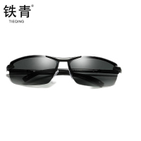 铁青偏光太阳镜日夜两用变色夜视驾驶开车墨镜 Y26 副 黑框变色