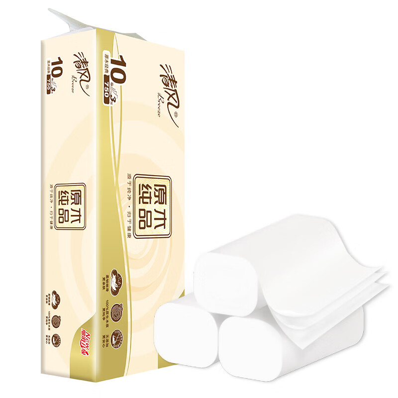 清风 无芯卷纸3层*75克 B02B7MCN 10卷*1提