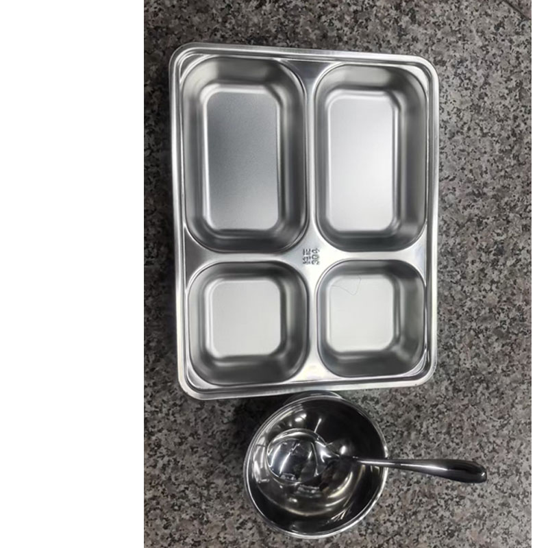 蓝枫304不锈钢餐盘+碗+勺子+筷子高清大图