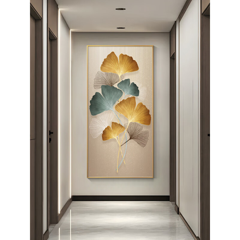 维诺亚玄关装饰画轻奢走廊过道入户门正对墙挂画竖版大气高清大图