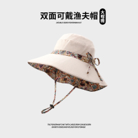 夏季妈妈防晒帽防紫外线中老年人渔夫帽大檐遮阳帽女双面太阳帽子