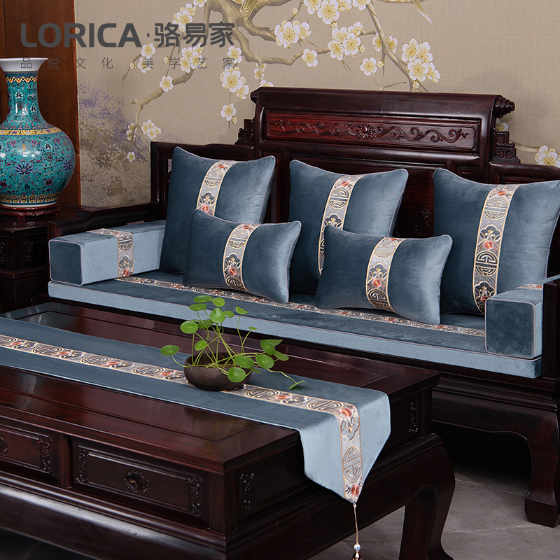 新中式桌旗禅意中国风茶桌巾装饰茶几台布艺餐桌布 登春台 登春台-素雅杏 33*240cm(适用桌长1.9米-2米)高清大图