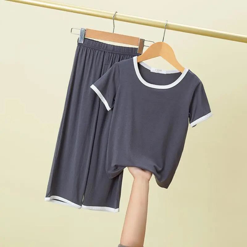 儿童莫代尔薄款睡衣男女童宝宝男孩长短袖夏季家居服套装莎丞图片