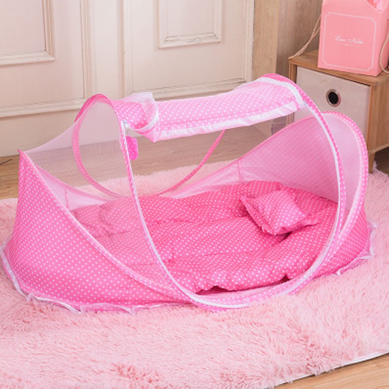 婴儿蚊帐罩简约小清新宝宝床上用品可折叠宝宝防蚊床蒙古包儿童蚊帐