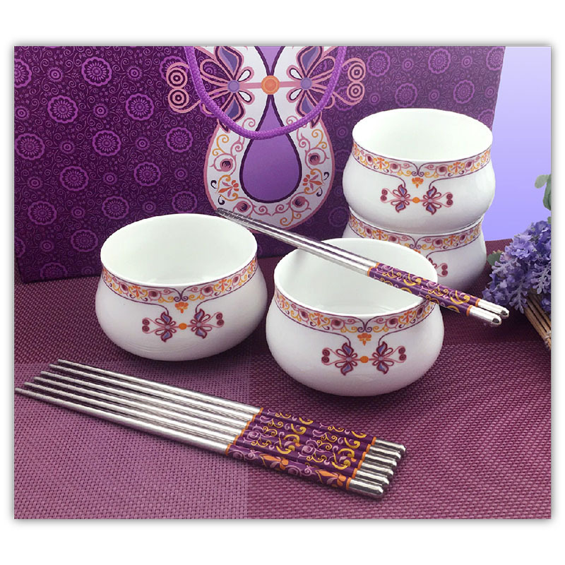 HDST 唐风胭脂扣筷子、碗八件套TF-1914（12套起发）