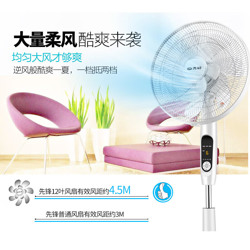 先锋 FS40-16ER 电风扇双层风叶轻音大风量落地扇七叶五叶柔风家用智能遥控定时风扇立式电扇摇头风扇高清大图