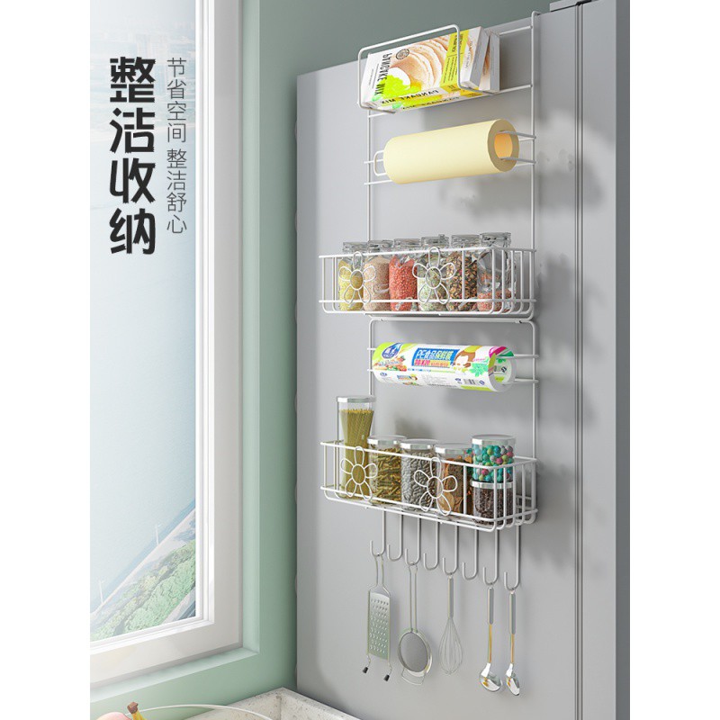 冰箱置物架侧收纳厨房用品冰箱侧壁挂架家用侧面多层保鲜膜收纳架收纳层架 三维工匠高清大图
