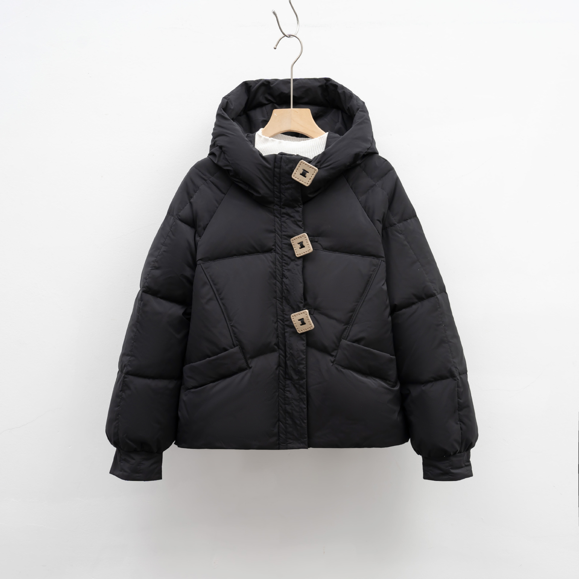 冬季新款韩版糖方扣羽绒服宽松学生小个子连帽面包服外套高清大图