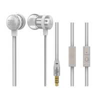 JBL T190A 立体声入耳式耳机 手机耳机 电脑游戏耳机 带麦可通话 苹果安卓通用 -银色