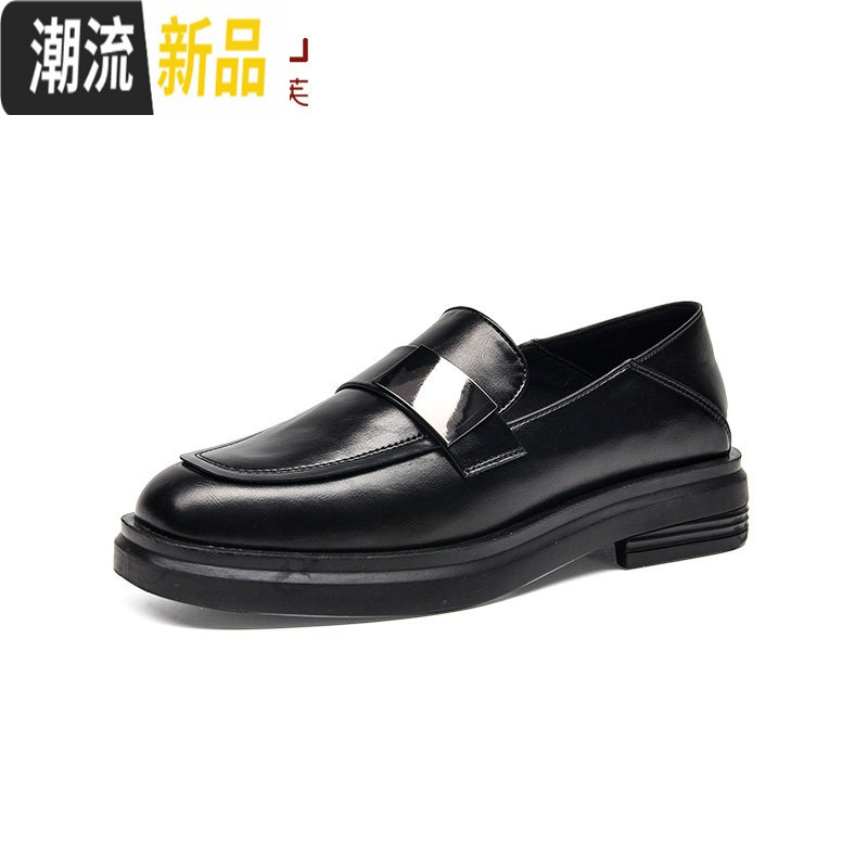 一脚蹬乐福鞋女鞋春季2020新款英伦风百搭小皮鞋厚底单鞋女 广赫