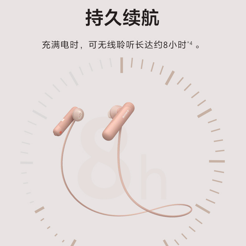 索尼(SONY)WI-SP500 无线蓝牙运动耳机 IPX4防泼溅 免提通话 白色