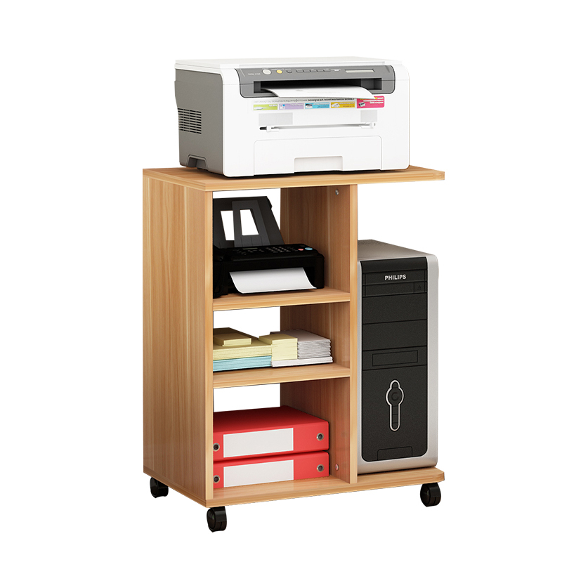 落地打印机架子多层办公置物架实木移动主机柜机箱托架桌边收纳架