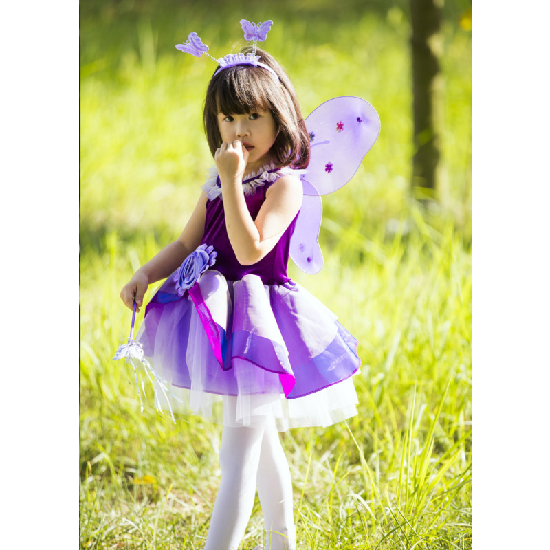 儿童服装化妆舞会女童巫婆精灵花仙子蝴蝶演出服公主裙幼儿