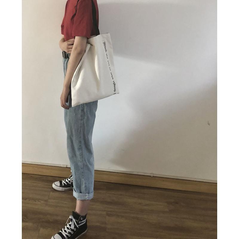 韩国ulzzang帆布包少女单肩包文艺ins日系原宿邮差包女学生斜挎包 白色