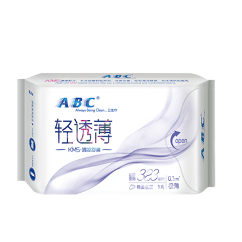 ABC甜睡夜用丝薄棉柔卫生巾323mm*3片 新旧包装随机发