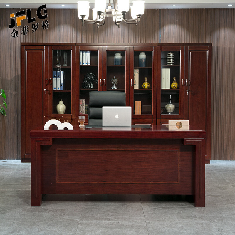 苏宁 金菲罗格 办公家具 实木贴皮桌油漆班台主管桌高清大图