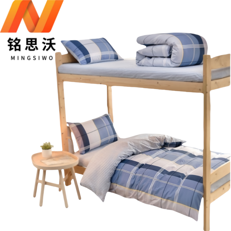 铭思沃三件套155*205cm床 蓝大格 套高清大图