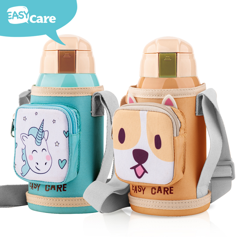 伊斯卡尔(Easy Care)600ml儿童防漏防喷保温杯婴儿学饮杯水杯宝宝吸管杯学生水壶蓝色孕婴童保温杯