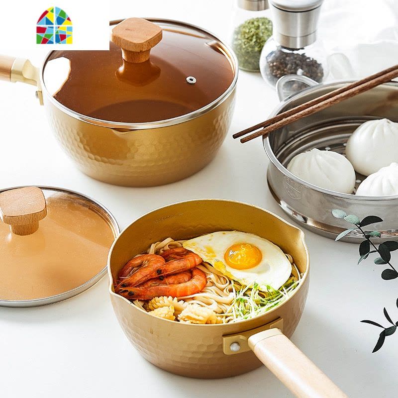 日式雪平锅家用泡面锅汤锅煮锅婴儿宝宝奶锅辅食器不粘锅一锅多用 FENGHOU 20cm有盖图片