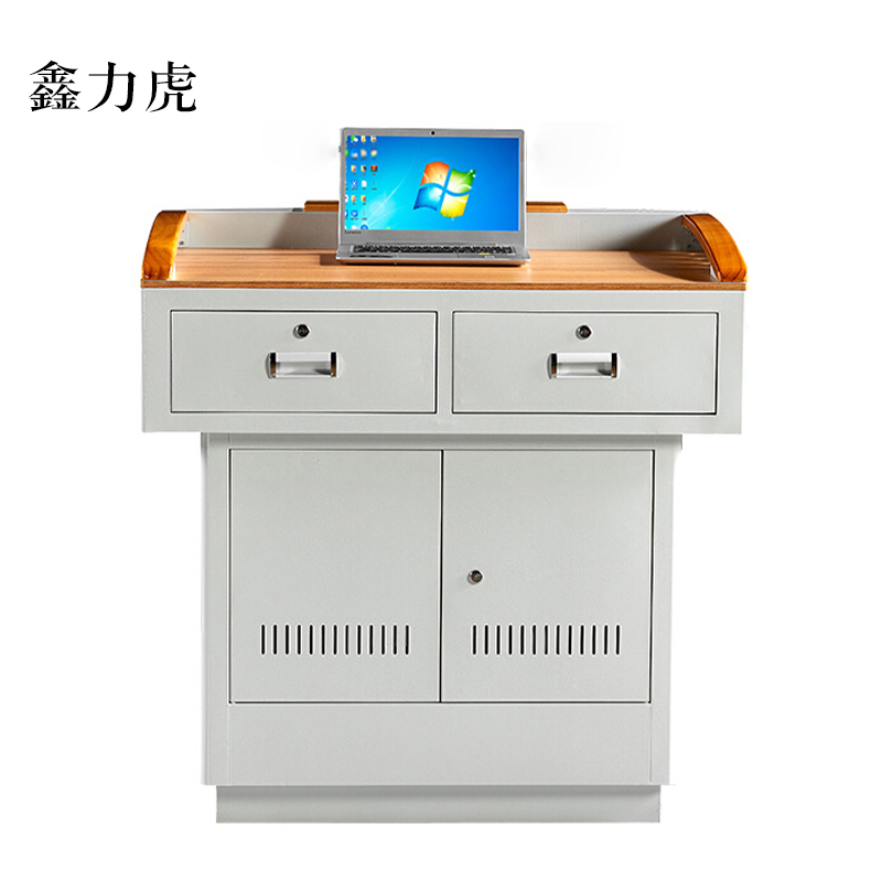 鑫力虎多媒体讲台演讲台中控讲台办公桌操作台1000*700*1000mm(木面款)【不含显示屏】
