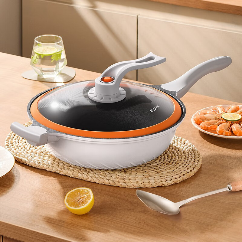 德世朗(DESLON) 熔“钛”耐磨不粘微压炒锅 带盖通用 DFS-C910