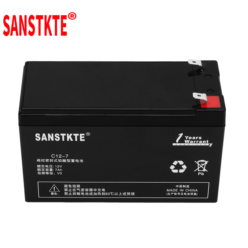 SANSTKTE蓄电池12V7AH喷雾器电瓶安防UPS照明门禁监控通信C12-7高清大图