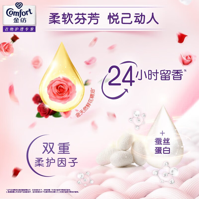 金纺衣物柔顺剂护理剂 柔软亲肤防静电 丝绒玫瑰800G