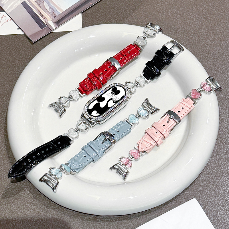 精致爱心适用小米手环9手表带竹节纹小米手环10表保护套镶钻3139B高清大图