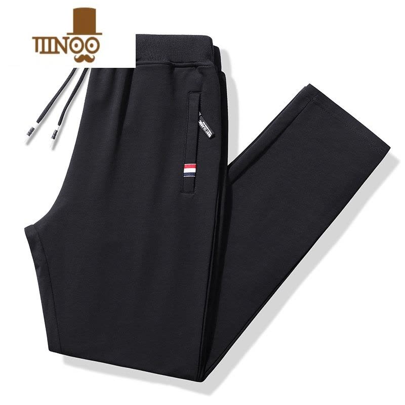 YANXU运动裤男直筒带拉链口袋小毛圈卫裤针织有弹力平口休闲裤图片