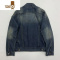 YANXU修身牛仔短夹克男水洗做旧贴布青年美式工装韩版秋季立领外套