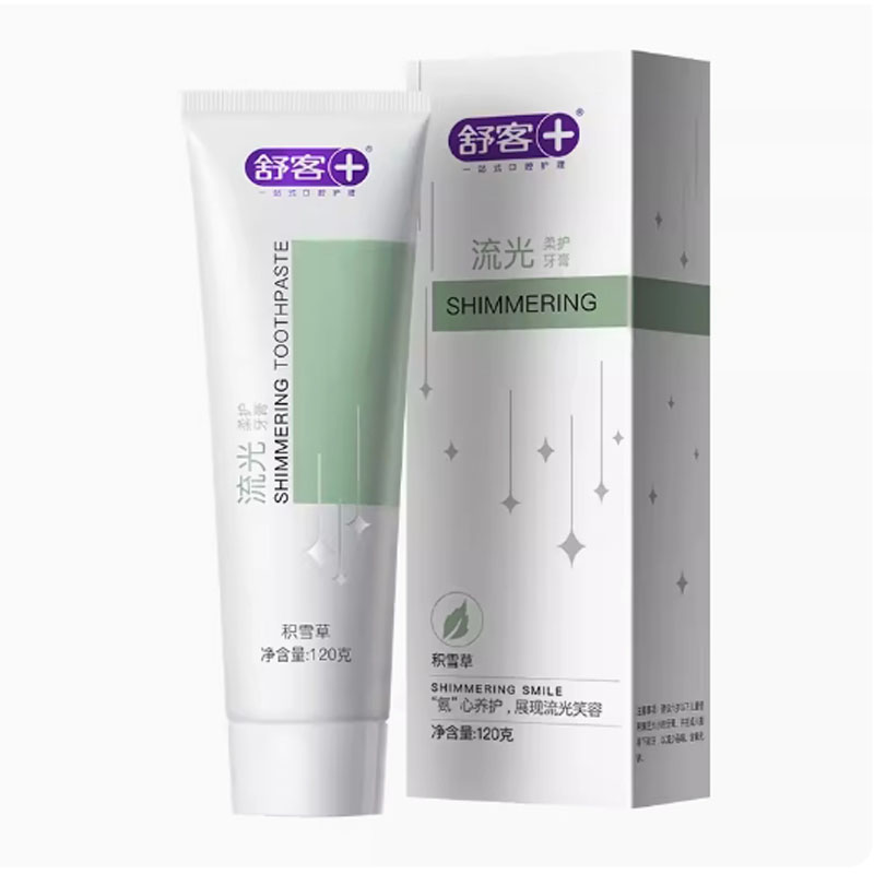 芳美达 舒客牙膏亮白牙龈护理清新口气含氟 柔护积雪草120G